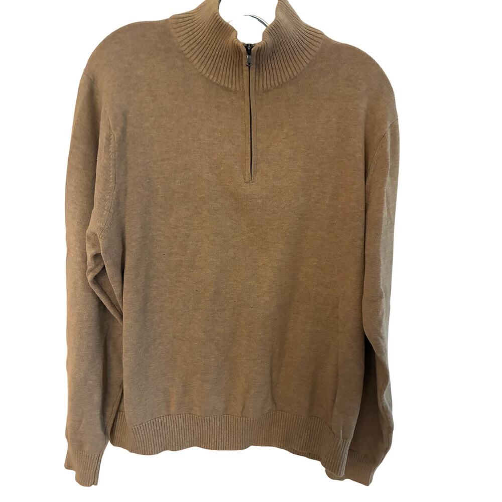 Lands End Mens Sweater M Bedford Lightweight Tan Classiccore Heritage